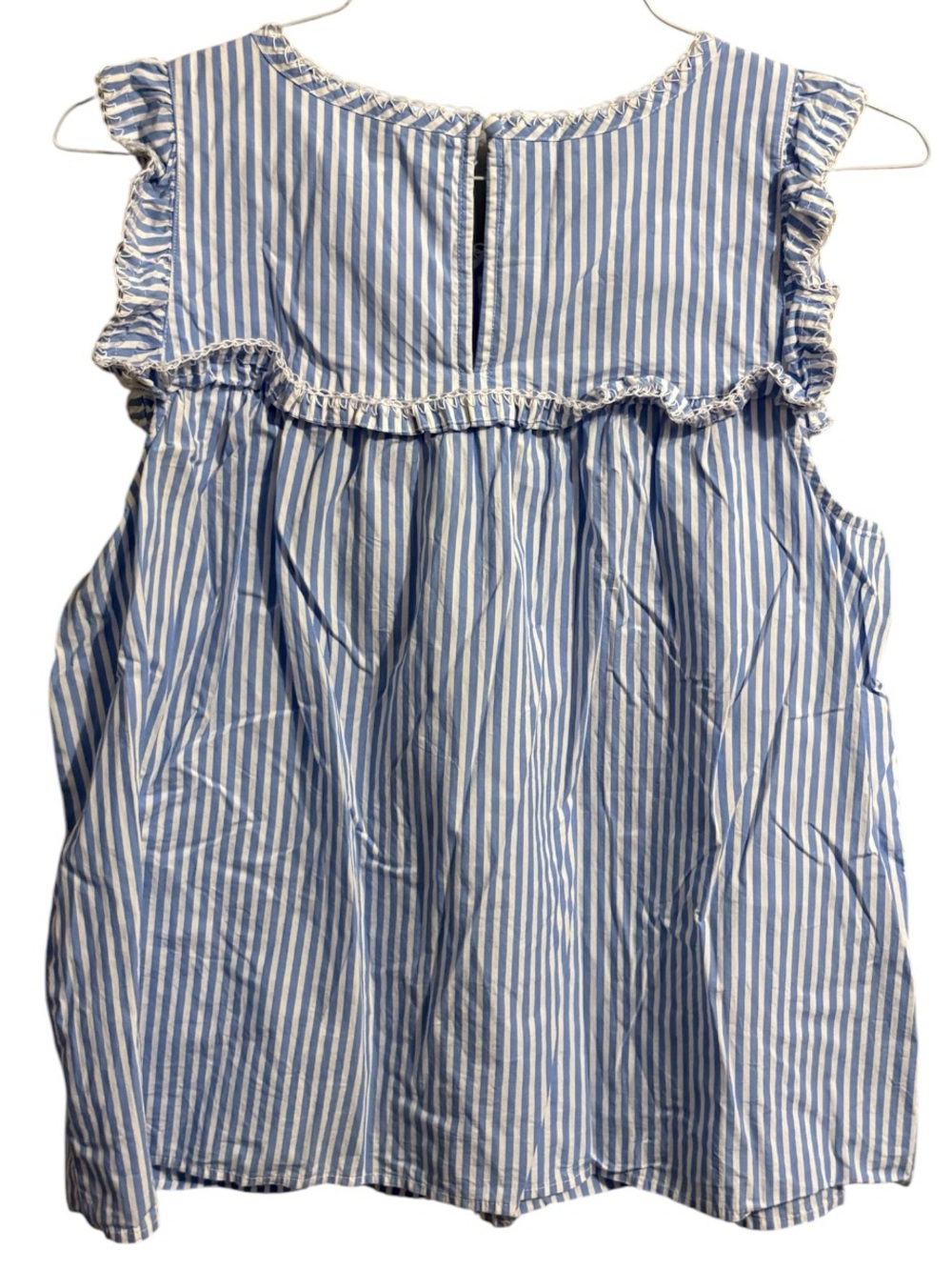crown & ivy Blue and White Striped Embroidered Tank - Picture 4 of 5